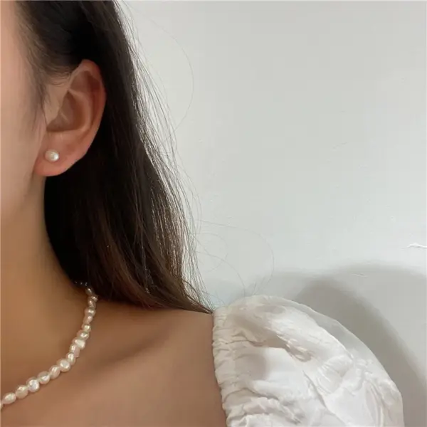 Wholesale 1 Pair Retro Solid Color Plating Freshwater Pearl Ear Studs