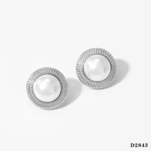 Silver round Earrings D2843