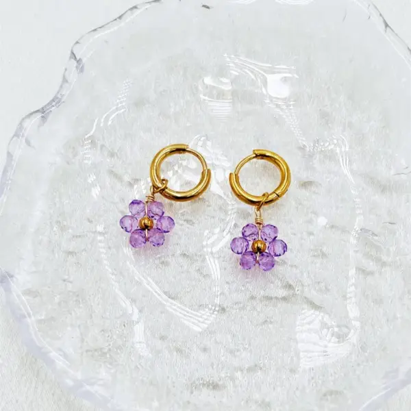 1 Pair Pastoral Flower Inlay 304 Stainless Steel Plastic Stainless Steel Earrings