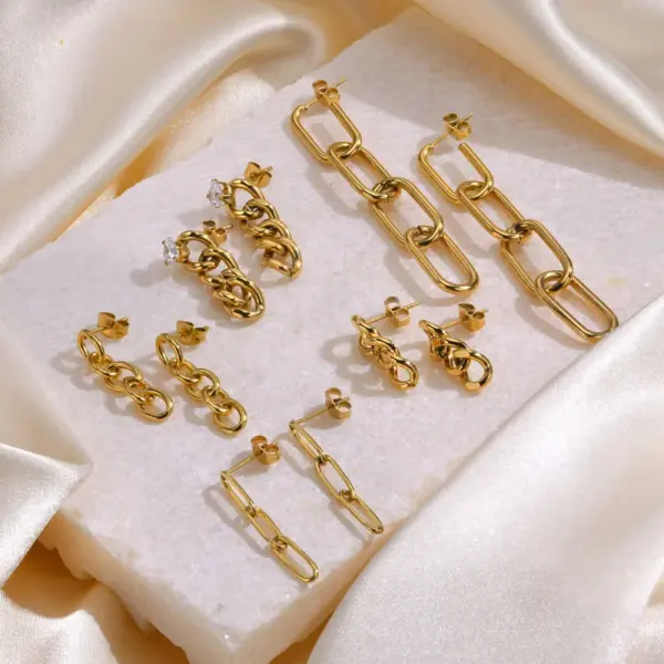 Wholesale 1 Pair Simple Style Geometric Plating 201 Stainless Steel Gold Plated Stainless Steel Earrings