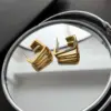 Vacuum Plating Real Gold Plated 18K Gold Gold Plating Silver Plated Geometric 304 Stainless Steel Simple Style Waterproof Non Tarnish Earrings