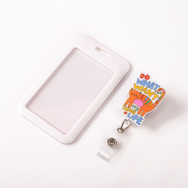 Wholesale Cross-border New Creative Acrylic Glitter Badge Reel Rotating Retractable Nurse Doctor Certificate Badge Hanging Buckle