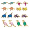 Wholesale 1 Piece Simple Style Dinosaur Inlay Copper Gem Ear Studs