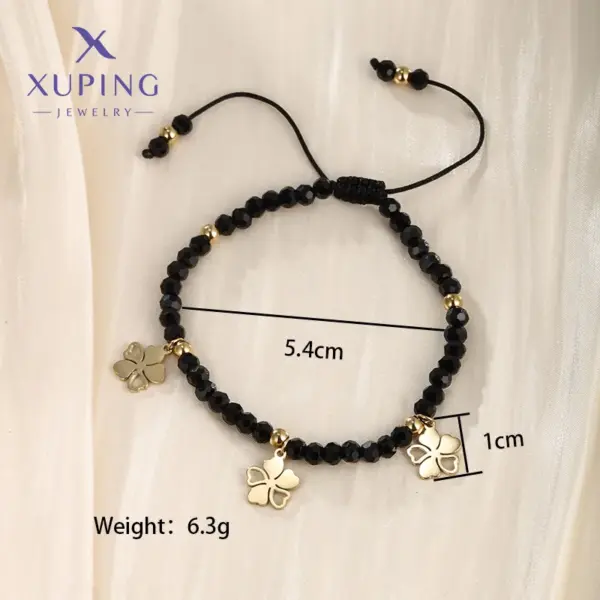 Wholesale XUPING Streetwear Cross 304 Stainless Steel 18K Gold Plated Artificial Gemstones Artificial Pearls Bracelets In Bulk