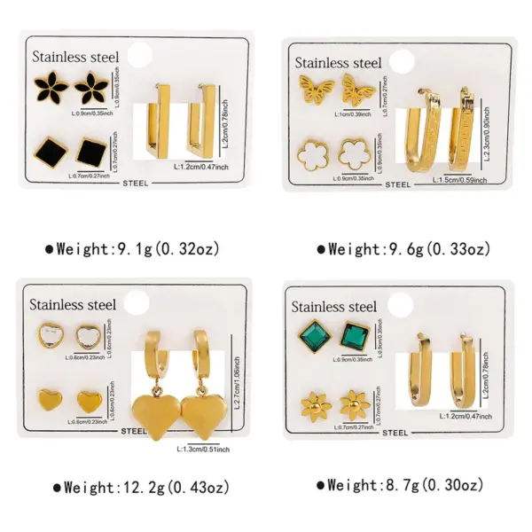Wholesale 1 Set Casual Elegant Heart Shape Flower Butterfly 304 Stainless Steel Drop Earrings Ear Studs