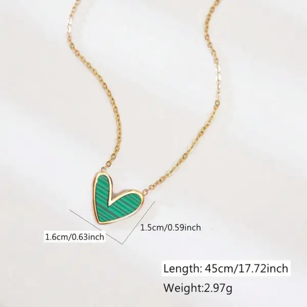 Wholesale 304 Stainless Steel Plastic Asymmetrical Heart Shape Ion Plating (IP) Acrylic 18K Gold Plated Cute Sweet Waterproof Non Tarnish Inlay Gold Pendant Necklace