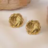Wholesale 1 Pair Simple Style Streetwear Commute Round 304 Stainless Steel Imitation Gold Electroplating Ear Studs