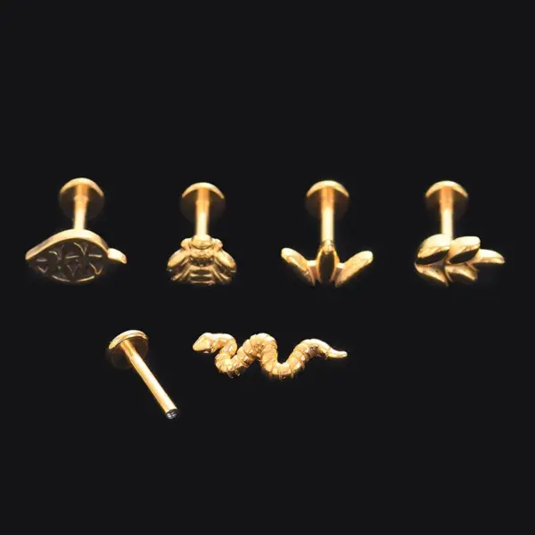 Wholesale Classic Style Leaf Snake Bee Stainless Steel Plating Lip Stud