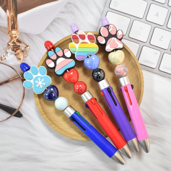 Wholesale Cute dog paw print PVC soft rubber ballpoint pen handmade beading