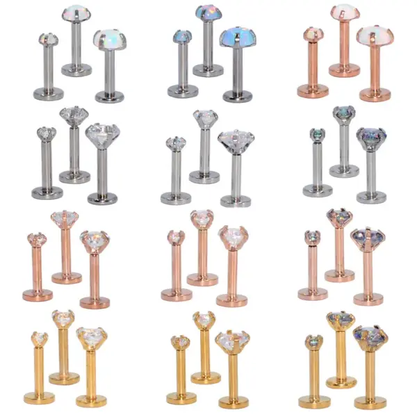 1 Piece Lip Rings Fashion Geometric 304 Stainless Steel Synthetic Opal Zircon Inlay Synthetic Opal Zircon 18K Gold Plated