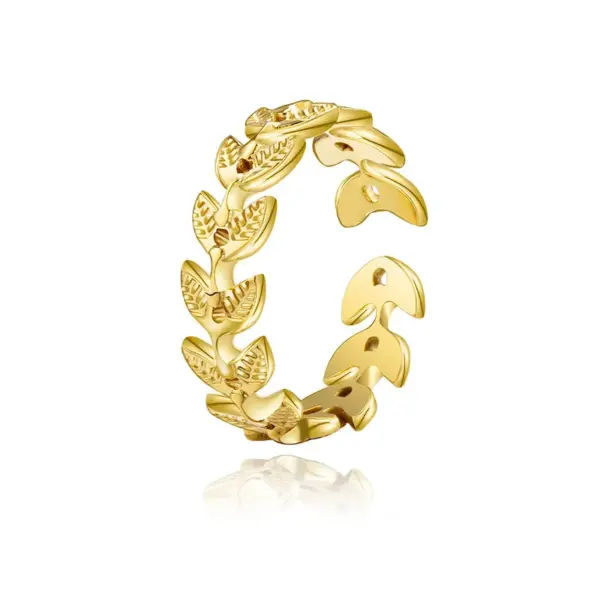 Wholesale PVD Coated 18K Gold Real Gold Plated Leaf 304 Stainless Steel Fashion Waterproof Non Tarnish