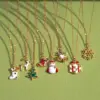 Wholesale Stainless Steel Copper Plating Inlay Christmas Hat Christmas Tree Santa Claus Zircon Pendant Necklace
