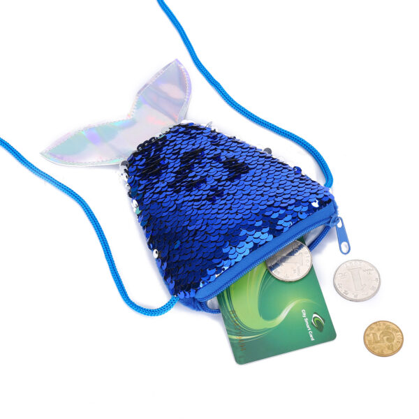 Wholesale Children's wallet fish tail sequins lanyard coin purse girl mermaid diagonal