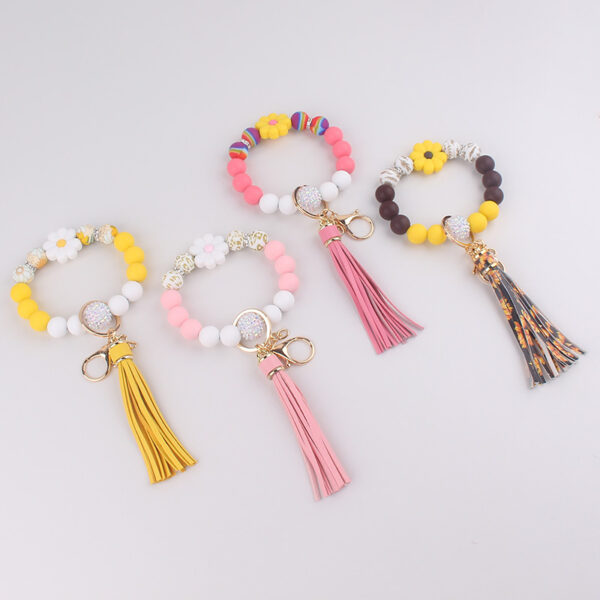 Wholesale Silicone Bracelet Daisy European and American Cross-Border Jewelry Silicone Keychain Flower Bracelet Bracelet