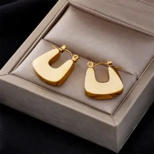 1 Pair Vintage Style Geometric Gold Plated 304 Stainless Steel 18K Gold Plated Stainless Steel Earrings