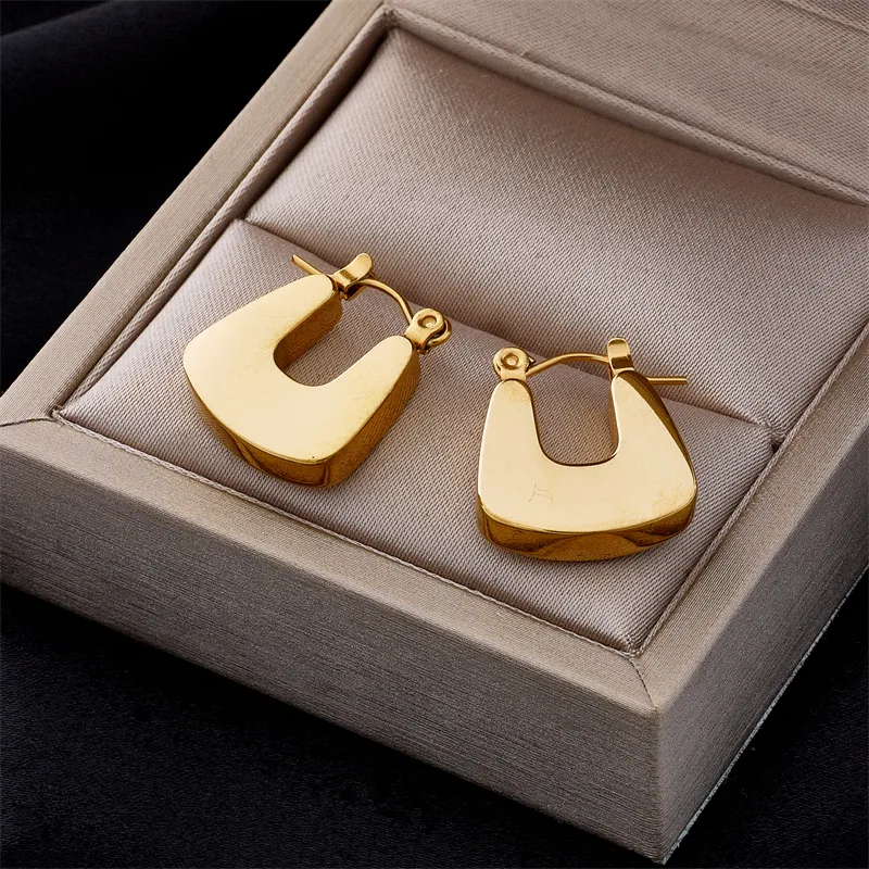 Wholesale 1 Pair Vintage Style Geometric Gold Plated 304 Stainless Steel 18K Gold Plated Stainless Steel Earrings