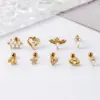 1 Piece 316L Stainless Steel Copper Zircon Ear Cartilage Rings & Studs Heart Shape Waterproof Non Tarnish Surgical Steel Ear Cartilage Rings & Studs