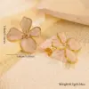 304 Stainless Steel Plastic Flower Electroplating Imitation Gold Elegant Princess Enamel Gold Ear Studs