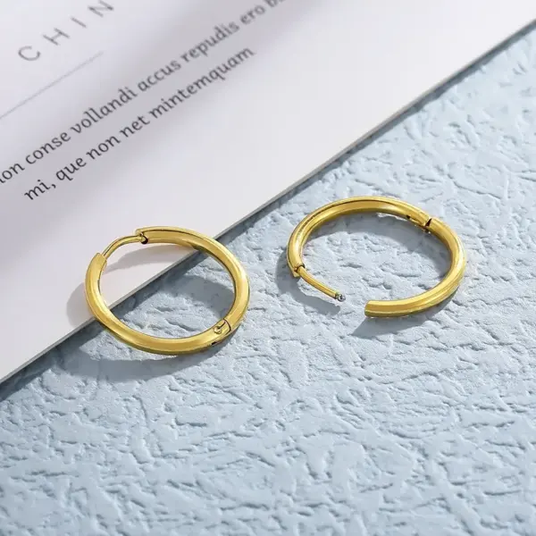 304 Stainless Steel Geometric PVD Coated 18K Real Gold Plated Streetwear Waterproof Non Tarnish Hoop Earrings