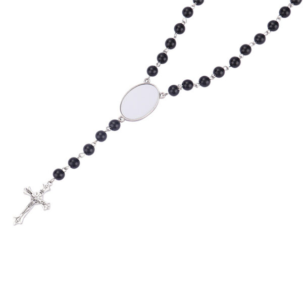 Wholesale Heat Transfer Rosary Beaded Necklace Cross Border Bead Necklace Heat Transfer Cross Metal Pendant