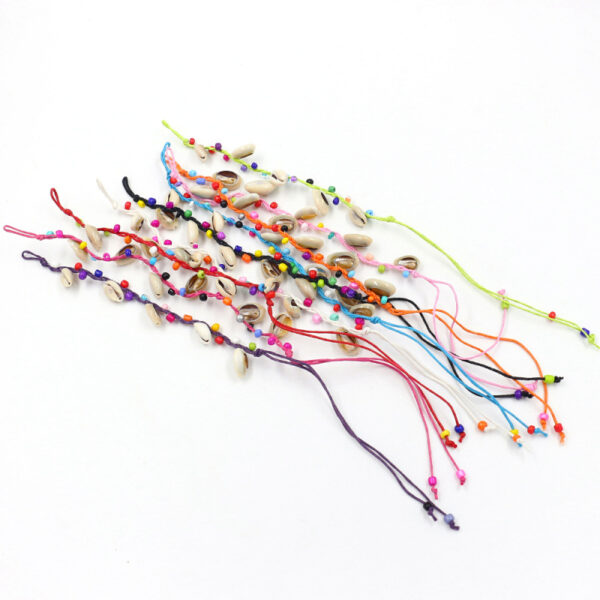 Wholesale in stock wholesale hand woven colorful string shell conch bracelet bohemian beach seaside anklet jewelry