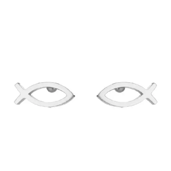 PVD Coated 18K Gold Real Gold Plated Fish 304 Stainless Steel Simple Style Waterproof Non Tarnish Ear Studs