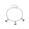 Wholesale Cross-border New Rhinestone Cherry Anklet Women Beach Casual Fruit Pendant Anklet ins Hot Sale Tennis Chain Anklet