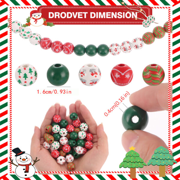 Wholesale Christmas Collection Candy Spiral Print Wooden Beads