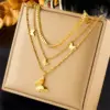 Wholesale PVD Coated 18K Gold Plated Butterfly 304 Stainless Steel Korean Style Waterproof Non Tarnish 304 Stainless Steel Layered Necklaces