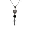 Wholesale Foreign trade new cross necklace pendant, agate, black, stone, heart-shaped, factory direct sales