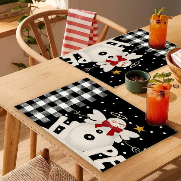 Wholesale Household Christmas Linen Printed Placemats Christmas Dining Table Non-Slip Heat Insulation Mats Wholesale Western Dining Table