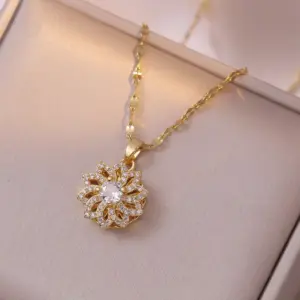 X2460 Gold Flower Rotating Necklace