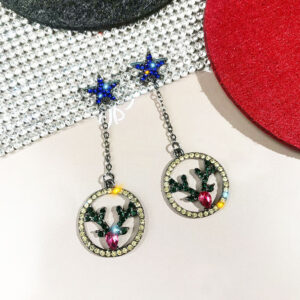 Silver needle: Gun black + star fawn earrings