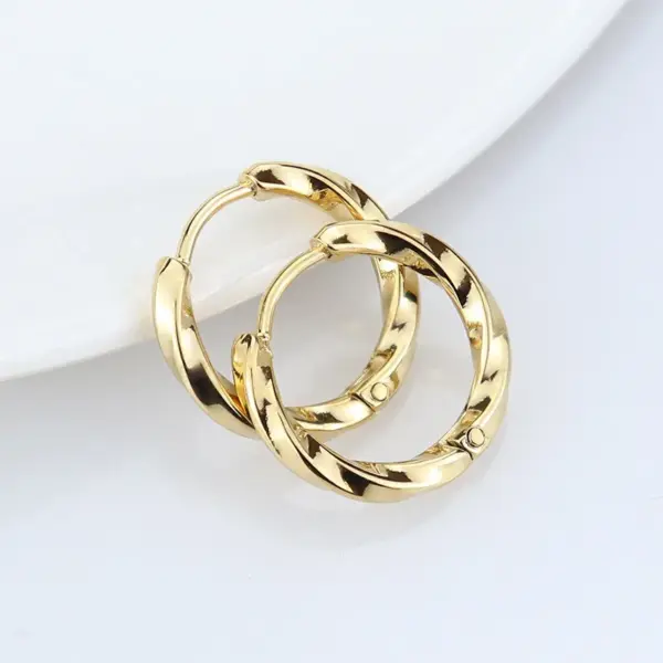 oly-6a5a6d59cc978f536dbcf8df58158ef9 Wholesale 201 Stainless Steel Round PVD Coated 18K Real Gold Plated 18K Gold Simple Style Waterproof Non Tarnish Plating Earrings