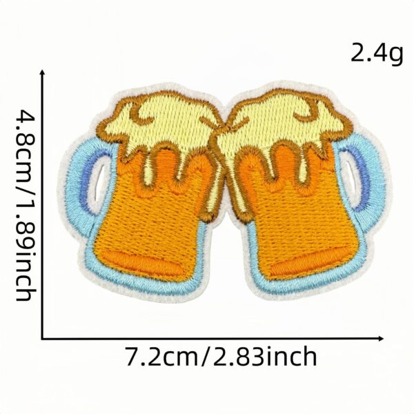 Wholesale New cartoon beer mug embroidered fabric patch, in stock, decorative badge, label, computer embroidery, iron-on patch.