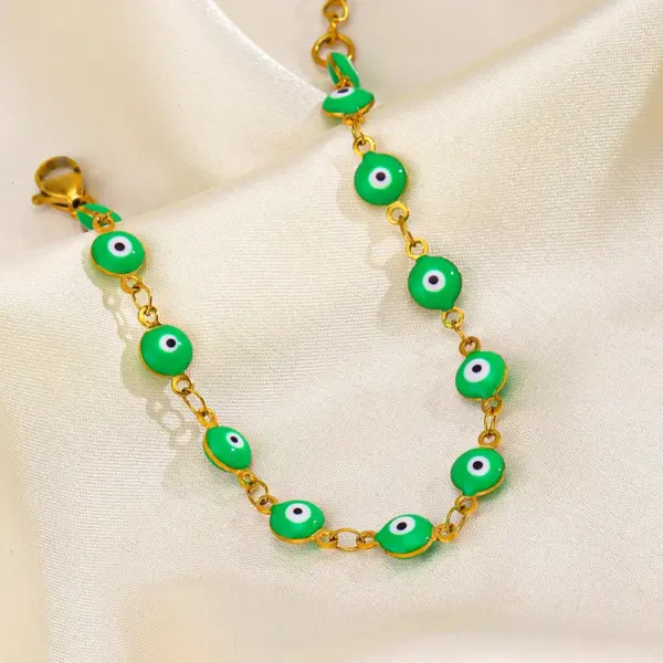 PVD Coated 18K Gold Plated Devil'S Eye 304 Stainless Steel Ethnic Style Cool Style Waterproof Non Tarnish 304 Stainless Steel Bracelets