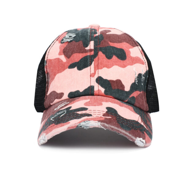 Wholesale Summer outdoor cap children's horsetail baseball net cap cotton camouflage sunscreen cap without CC label cap