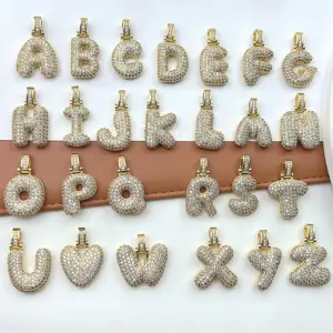 Wholesale Copper Simple Style Shiny Plating Hollow Out Inlay Letter Zircon Pendant Necklace