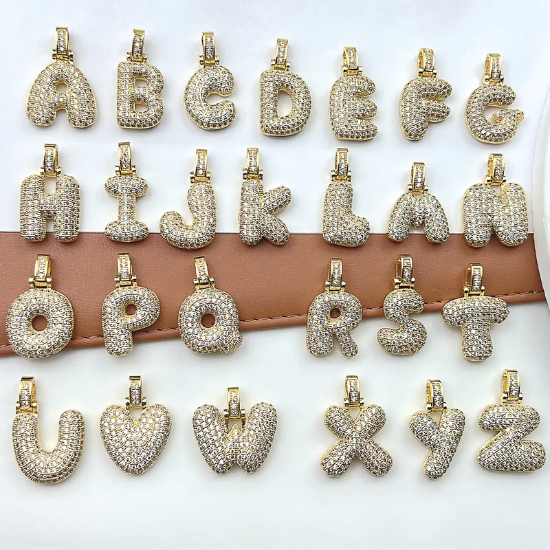 Wholesale Copper Simple Style Shiny Plating Hollow Out Inlay Letter Zircon Pendant Necklace