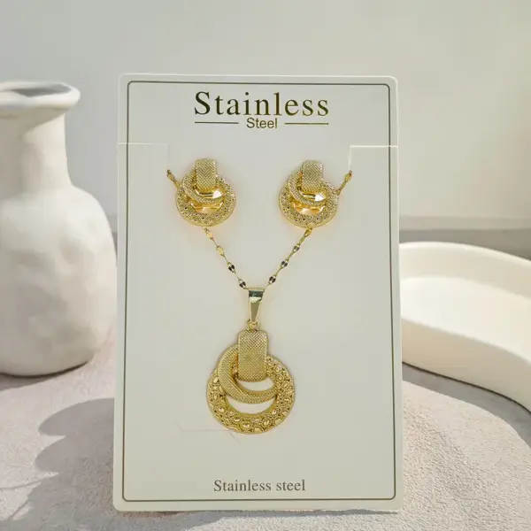 Wholesale Jewelry Elegant Classical Geometric 304 Stainless Steel Plating Jewelry Set