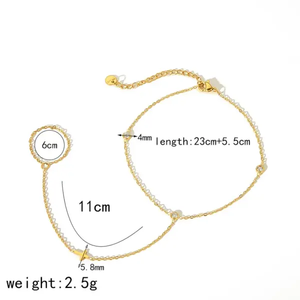 Wholesale 1 Piece IG Style Simple Style Classic Style Geometric Star 304 Stainless Steel Waterproof Non Tarnish Zircon PVD Coated Real Gold Plated 18K Gold Women's Anklet