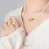 Wholesale 1 Piece 304 Stainless Steel Freshwater Pearl PVD Coated 18K Gold Plated Gold Oval Necklace