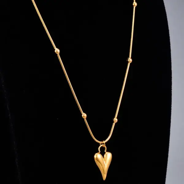 oly-6a71615b0ca423b80bf2329d4d7fa0ad Wholesale PVD Coated Real Gold Plated 18K Gold Heart 304 Stainless Steel Titanium Steel Waterproof Non Tarnish 304 Stainless Steel Titanium Steel Necklace