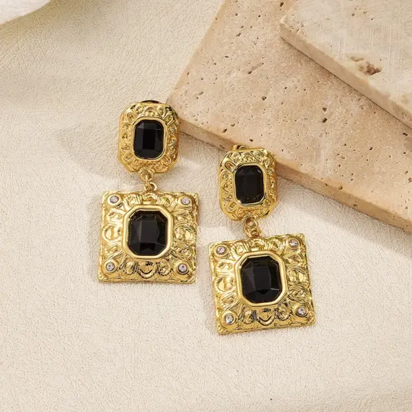 Wholesale Elegant Polished Plated C-Shape Pearl Resin Water Diamond Round Rectangle Acrylic Earrings Women Casual Holiday Style Jewelry