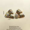 Wholesale 304 Stainless Steel Triangle Geometric Swirl Pattern Electroplating Stone-Free Golden Plated Basic Novelty Ethnic Style Gold Silver Earrings Ear Studs