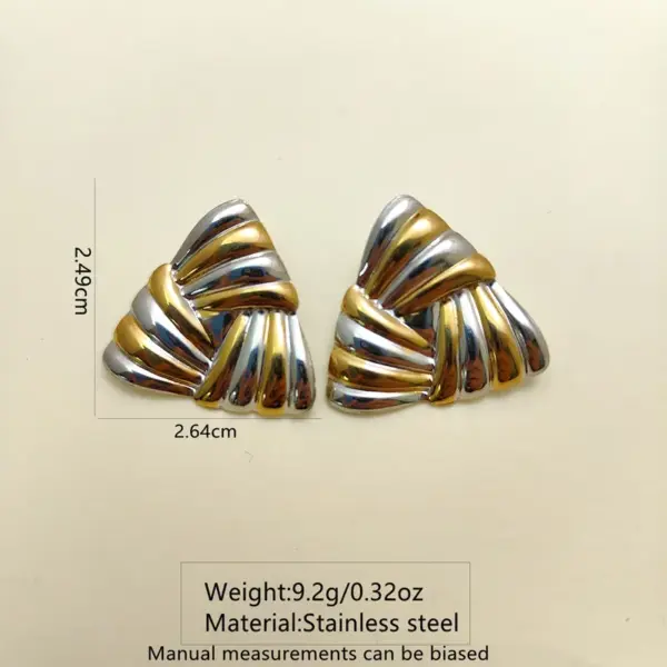 Wholesale 304 Stainless Steel Triangle Geometric Swirl Pattern Electroplating Stone-Free Golden Plated Basic Novelty Ethnic Style Gold Silver Earrings Ear Studs