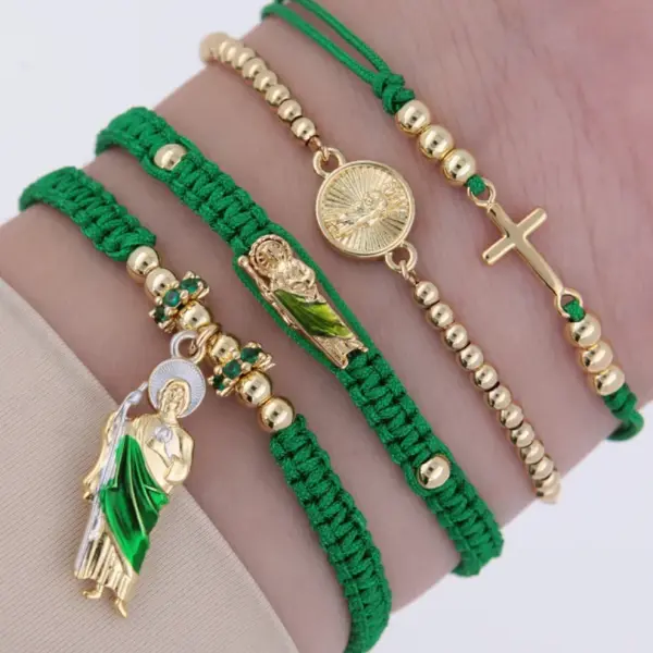 Wholesale Copper 18K Gold Plated Human Cross Bracelets