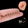 316L Stainless Steel Copper Zircon Ear Cartilage Rings & Studs Bow Knot Waterproof Non Tarnish Surgical Steel Women'S