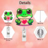 Wholesale Acrylic Frog Heart Retractable Rotating Badge Reel Medical Valentine's Day Gift Id Easy-Pull Buckle