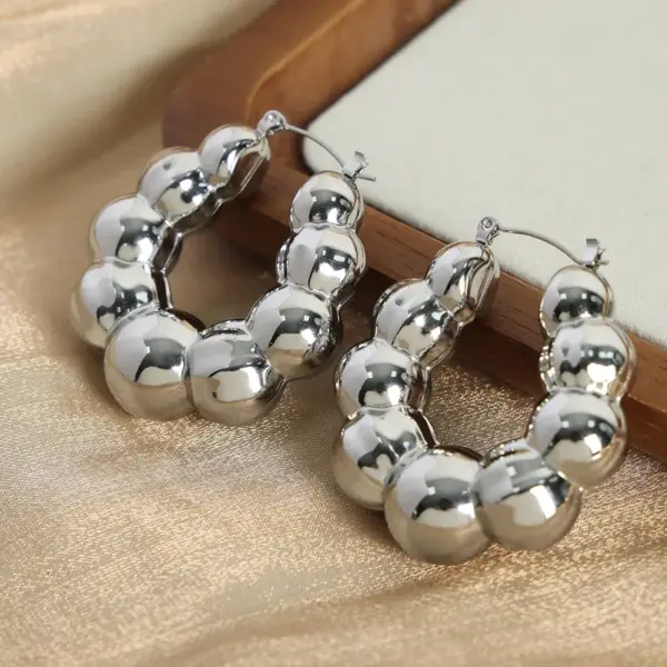 Wholesale 304 Stainless Steel Solid Color PVD Coated Stone-Free 18K Gold Plated Real Gold Plated 18K Gold Casual Simple Style Commute Waterproof Non Tarnish Patchwork Plating Gold Silver Earrings